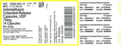 Container Label (Label Indomethacin Er Caps 75mg Bpi(10544 935 14) Camberl(31722 565 60) Rev1)